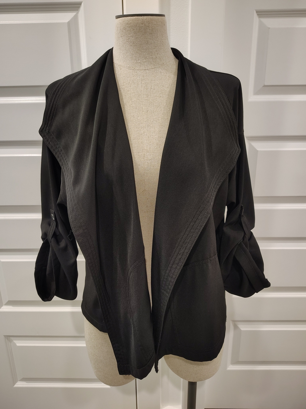 Max Studio Black Open Drape Blazer